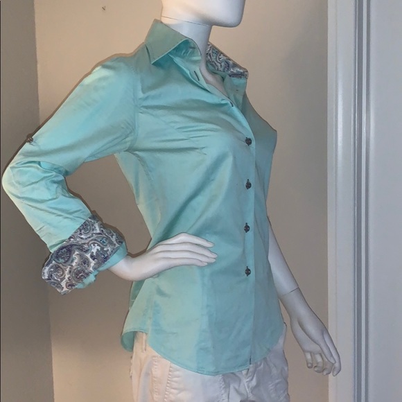 BEAUTIFUL TEAL BUTTON DOWN - Picture 4 of 4